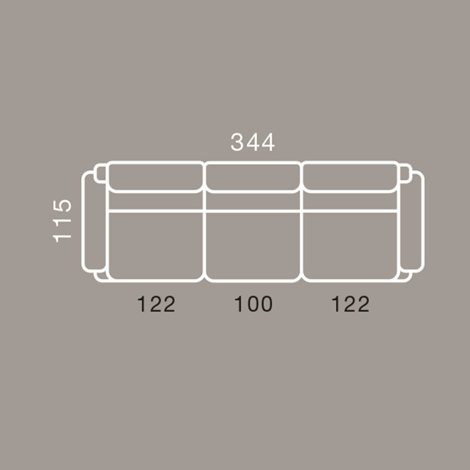 Gerades Sofa 344 cm